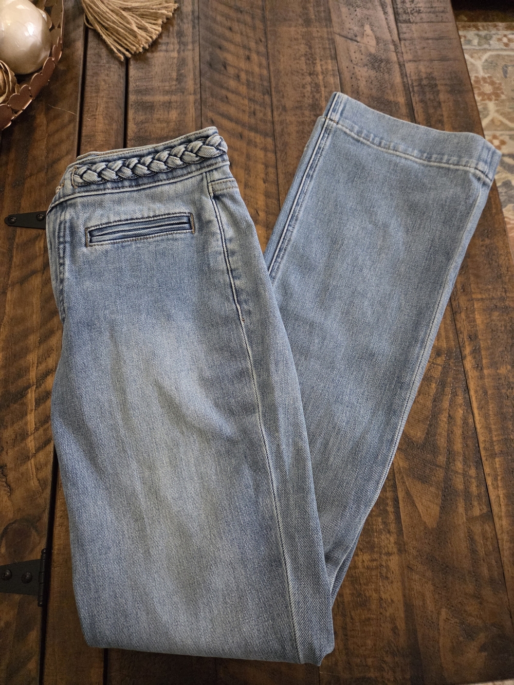 Lucky Brand Light Blue Boot Cut Jeans with Braided Waist